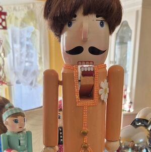 Easter Nutcracker Figurine in Peach and Teal